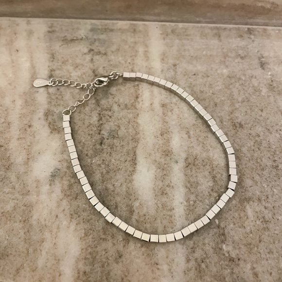 925 Sterling Silver Dainty Cube Bracelet Minimalist Tiny Block Bracelet - Picture 2 of 4